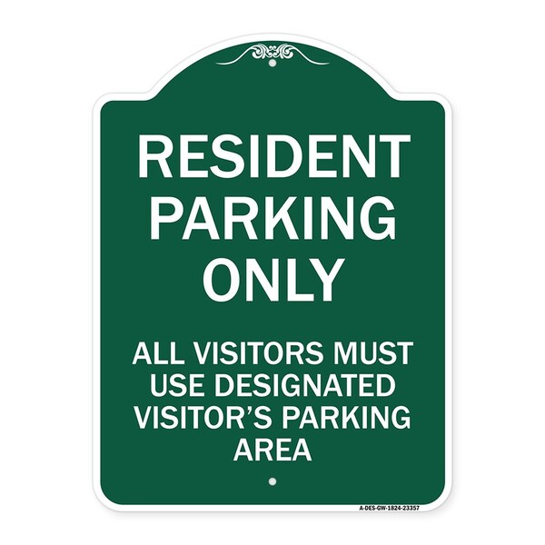 Signmission Parking Resident Parking Only All Visitors Must Use Designated Visitors Parking Area, GW-1824-23357 A-DES-GW-1824-23357 - main